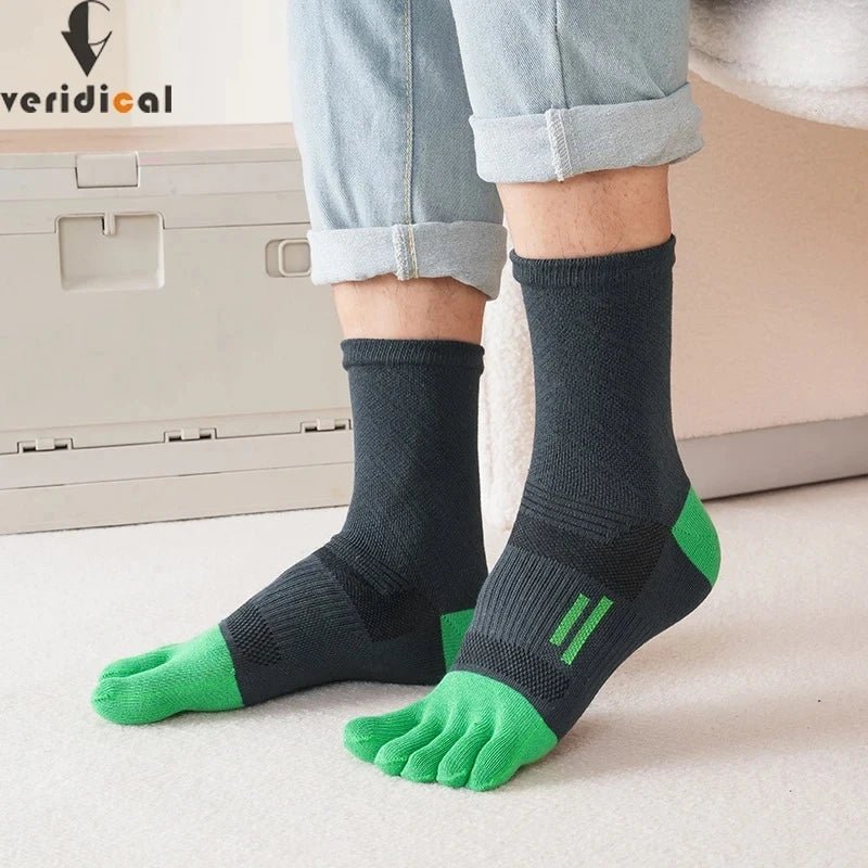 Men's Breathable Toe Socks — Cotton - Poly Blend with Odor Control (4 Pairs black ) - | Zavonix