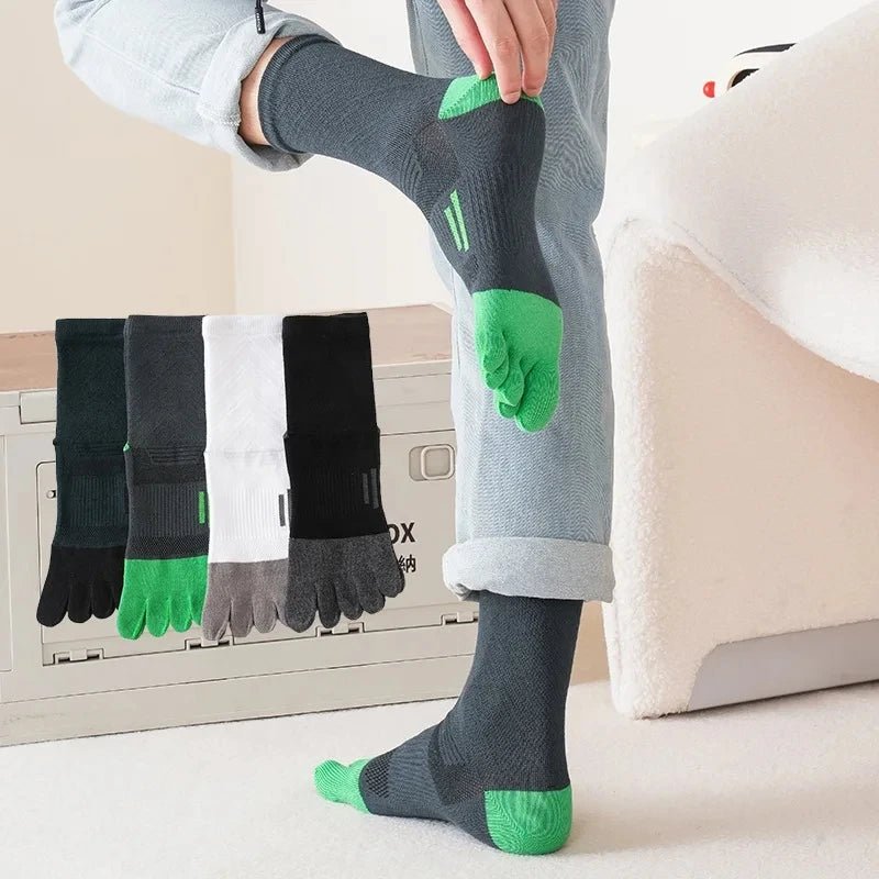 Men's Breathable Toe Socks — Cotton - Poly Blend with Odor Control (4 Pairs black ) - | Zavonix