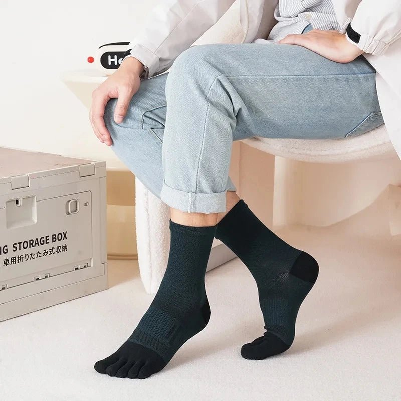 Men's Breathable Toe Socks — Cotton - Poly Blend with Odor Control (4 Pairs black ) - | Zavonix