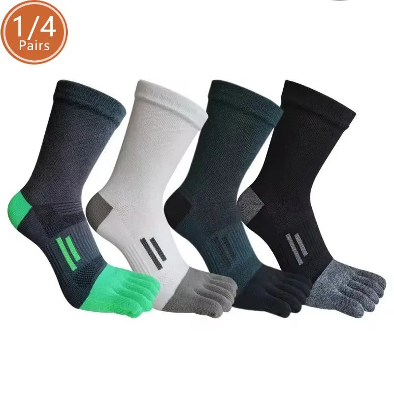 Men's Breathable Toe Socks — Cotton - Poly Blend with Odor Control (4 Pairs black ) - | Zavonix