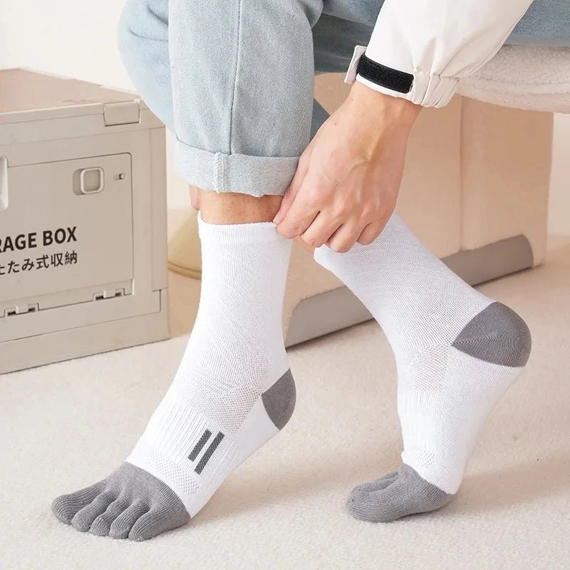 Men's Breathable Toe Socks — Cotton - Poly Blend with Odor Control (4 Pairs black ) - | Zavonix