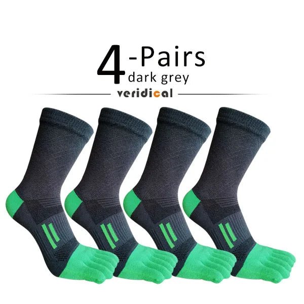 Men's Breathable Toe Socks — Cotton - Poly Blend with Odor Control (4 Pairs dark grey ) - | Zavonix