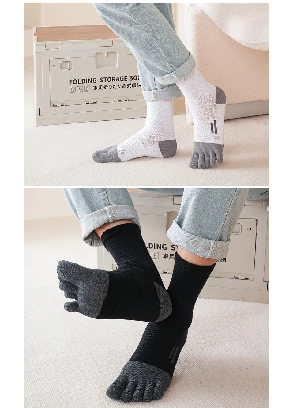 Men's Breathable Toe Socks — Cotton - Poly Blend with Odor Control (4 Pairs black ) - | Zavonix