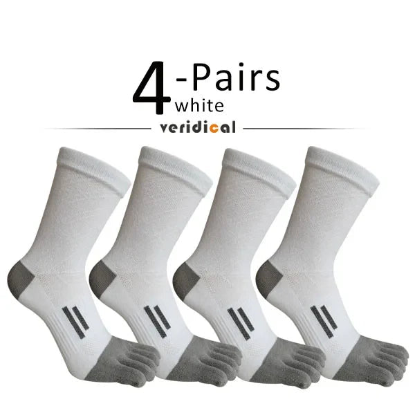 Men's Breathable Toe Socks — Cotton - Poly Blend with Odor Control (4 Pairs black ) - | Zavonix