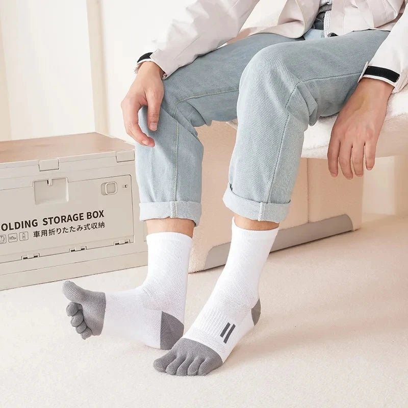 Men's Breathable Toe Socks — Cotton - Poly Blend with Odor Control (4 Pairs black ) - | Zavonix
