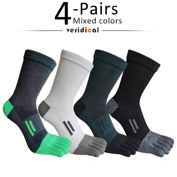 Men's Breathable Toe Socks — Cotton - Poly Blend with Odor Control (4 Pairs Mixed ) - | Zavonix