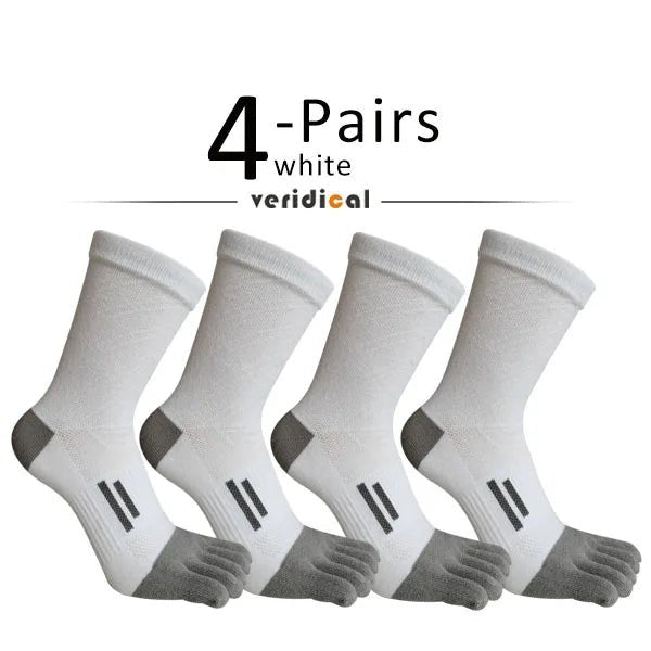 Men's Breathable Toe Socks — Cotton - Poly Blend with Odor Control (4 Pairs white ) - | Zavonix