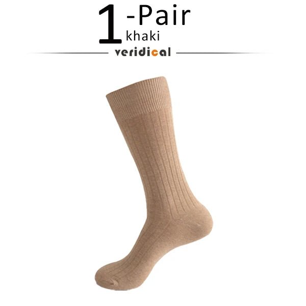 Men's Business Socks — High Tube Cotton Blend for All - Day Comfort (Khaki ) - | Zavonix