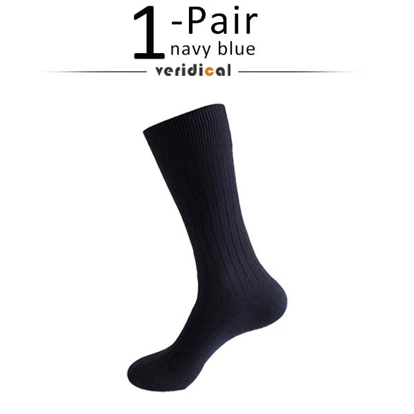 Men's Business Socks — High Tube Cotton Blend for All - Day Comfort (Navy Blue ) - | Zavonix