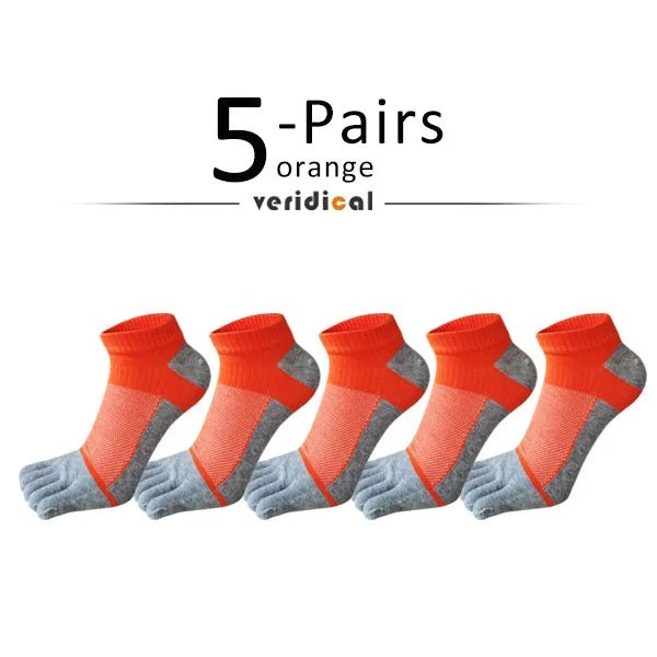 Men's Knit Toe Socks — Breathable Moisture - Wicking Casual Socks (5 Pairs orange ) - | Zavonix