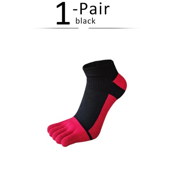 Men's Knit Toe Socks — Breathable Moisture - Wicking Casual Socks (Black Red ) - | Zavonix