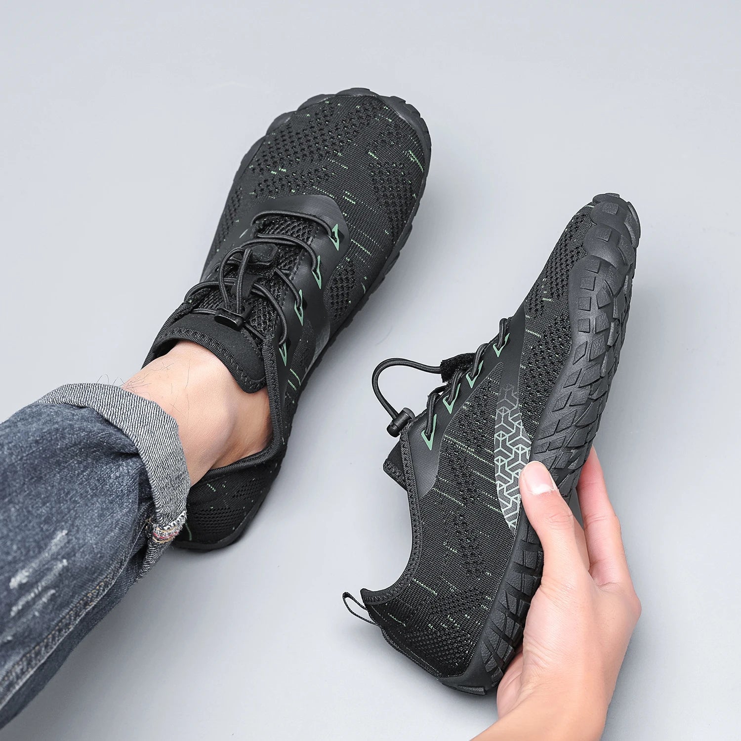 Men's Lightweight Breathable Cotton Lace - Up Shoes with EVA Sole (green 44) - | Zavonix