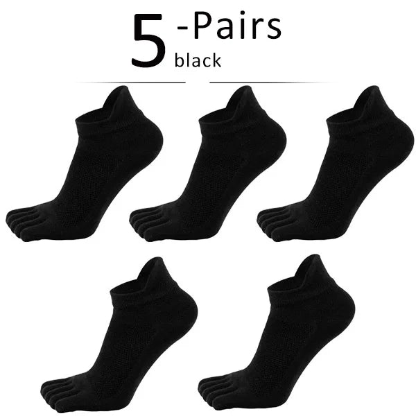 Men's Toe Socks — Breathable Ankle Socks with Moisture Control (black ) - | Zavonix