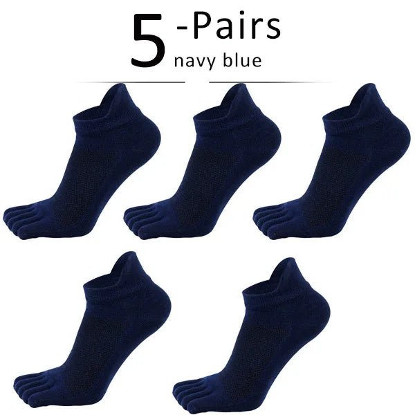 Men's Toe Socks — Breathable Ankle Socks with Moisture Control (Navy Blue ) - | Zavonix