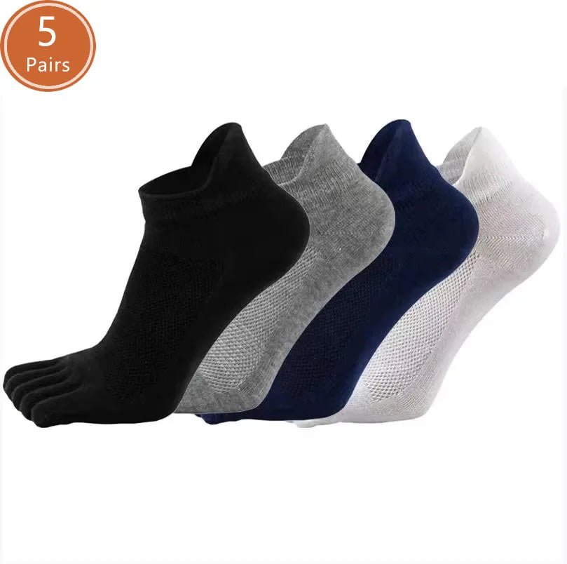 Men's Toe Socks — Breathable Ankle Socks with Moisture Control (Navy Blue ) - | Zavonix