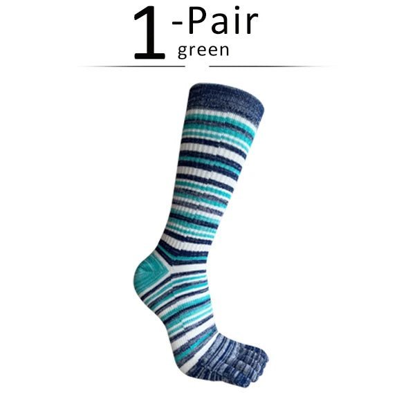 Men's Toe Socks — Breathable High Crew Socks with Blister Protection (green EU40 - 46 / US 10 - 13) - | Zavonix