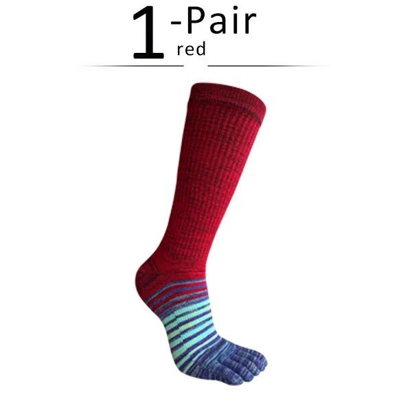 Men's Toe Socks — Breathable High Crew Socks with Blister Protection (Orange EU40 - 46 / US 10 - 13) - | Zavonix