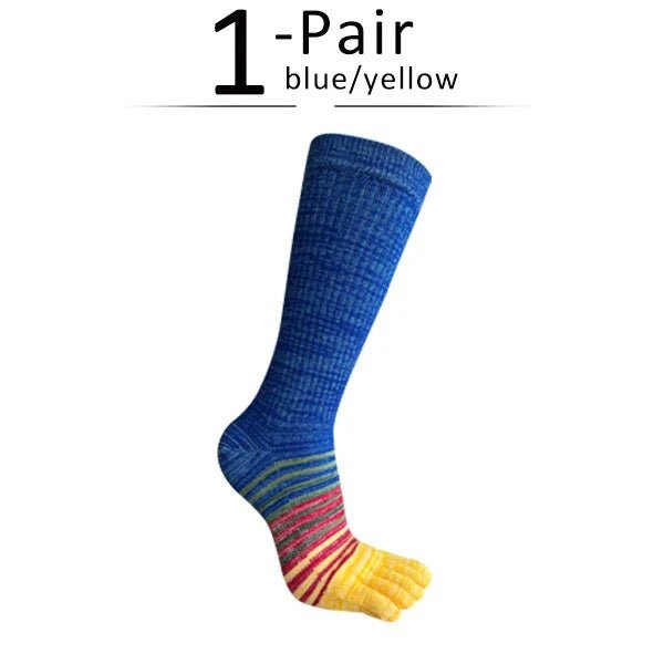 Men's Toe Socks — Breathable High Crew Socks with Blister Protection (Orange EU40 - 46 / US 10 - 13) - | Zavonix