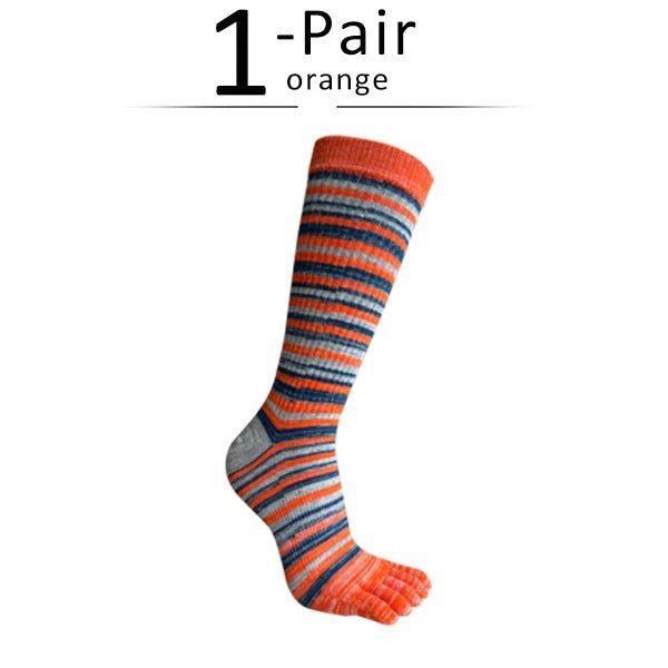 Men's Toe Socks — Breathable High Crew Socks with Blister Protection (Orange EU40 - 46 / US 10 - 13) - | Zavonix