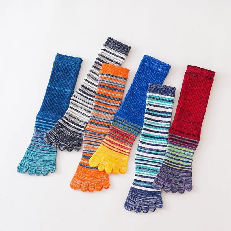 Men's Toe Socks — Breathable High Crew Socks with Blister Protection (Red EU40 - 46 / US 10 - 13) - | Zavonix
