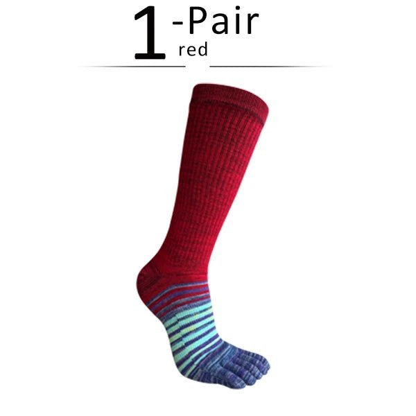 Men's Toe Socks — Breathable High Crew Socks with Blister Protection (Red EU40 - 46 / US 10 - 13) - | Zavonix