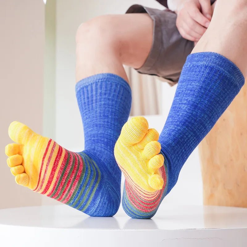 Men's Toe Socks — Breathable High Crew Socks with Blister Protection (Red EU40 - 46 / US 10 - 13) - | Zavonix