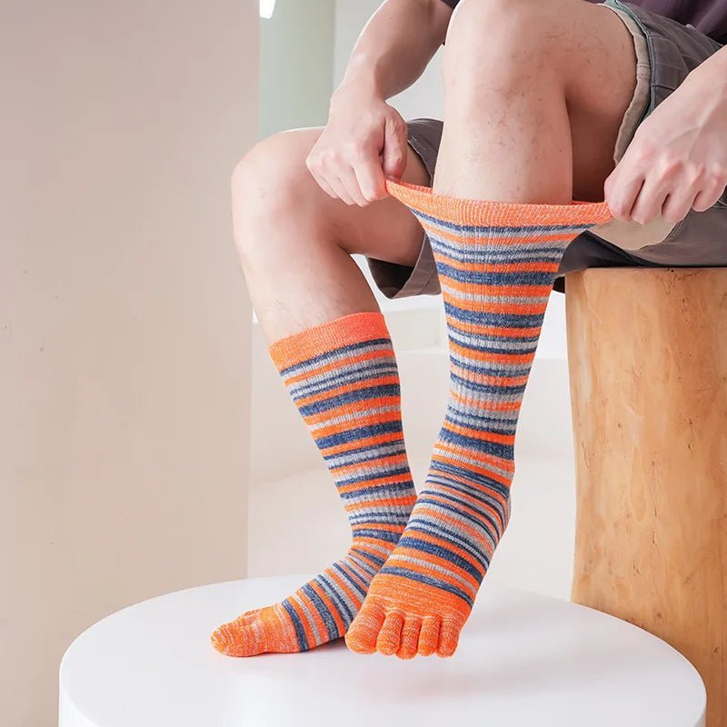 Men's Toe Socks — Breathable High Crew Socks with Blister Protection (Red EU40 - 46 / US 10 - 13) - | Zavonix