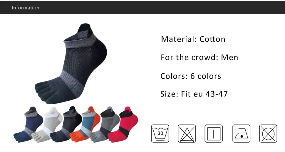 Men’s Toe Socks — Breathable Low - Cut Socks with Toe Separation Design (black ) - | Zavonix