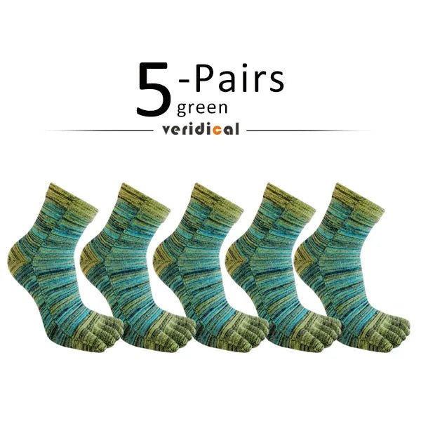 Men's Toe Socks — Breathable Moisture - Wicking Sport Socks (5 Pairs green ) - | Zavonix