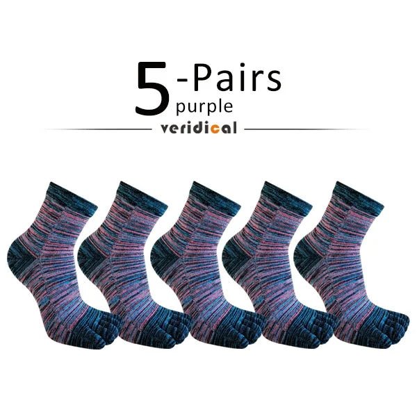 Men's Toe Socks — Breathable Moisture - Wicking Sport Socks (5 Pairs purple ) - | Zavonix