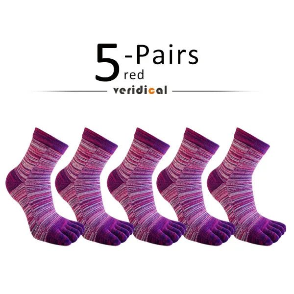 Men's Toe Socks — Breathable Moisture - Wicking Sport Socks (5 Pairs red ) - | Zavonix