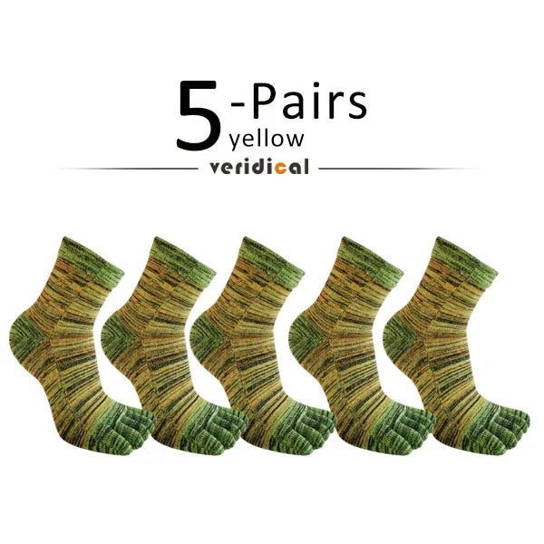 Men's Toe Socks — Breathable Moisture - Wicking Sport Socks (5 Pairs yellow ) - | Zavonix