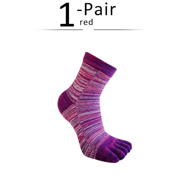 Men's Toe Socks — Breathable Moisture - Wicking Sport Socks (Red ) - | Zavonix