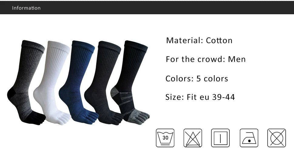 Men's Toe Socks — Breathable Sports Socks with Zero Friction Design (Navy Blue EU39 - 44) - | Zavonix