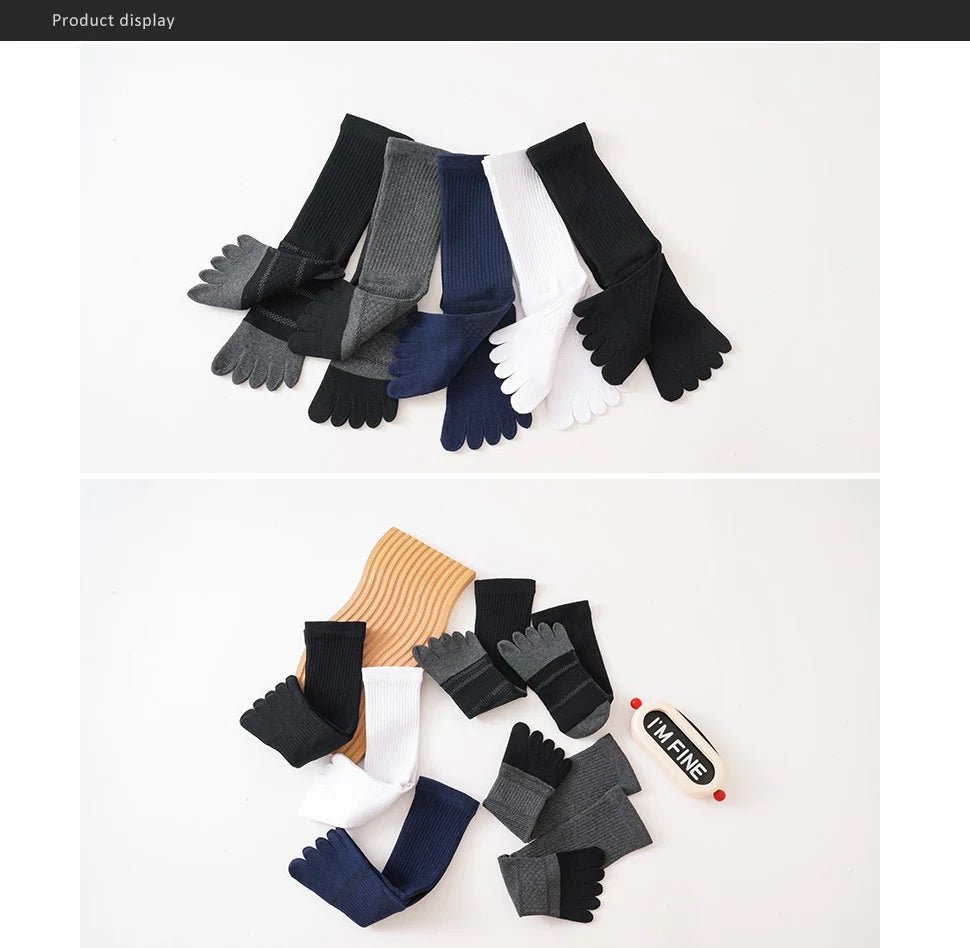 Men's Toe Socks — Breathable Sports Socks with Zero Friction Design (Navy Blue EU39 - 44) - | Zavonix