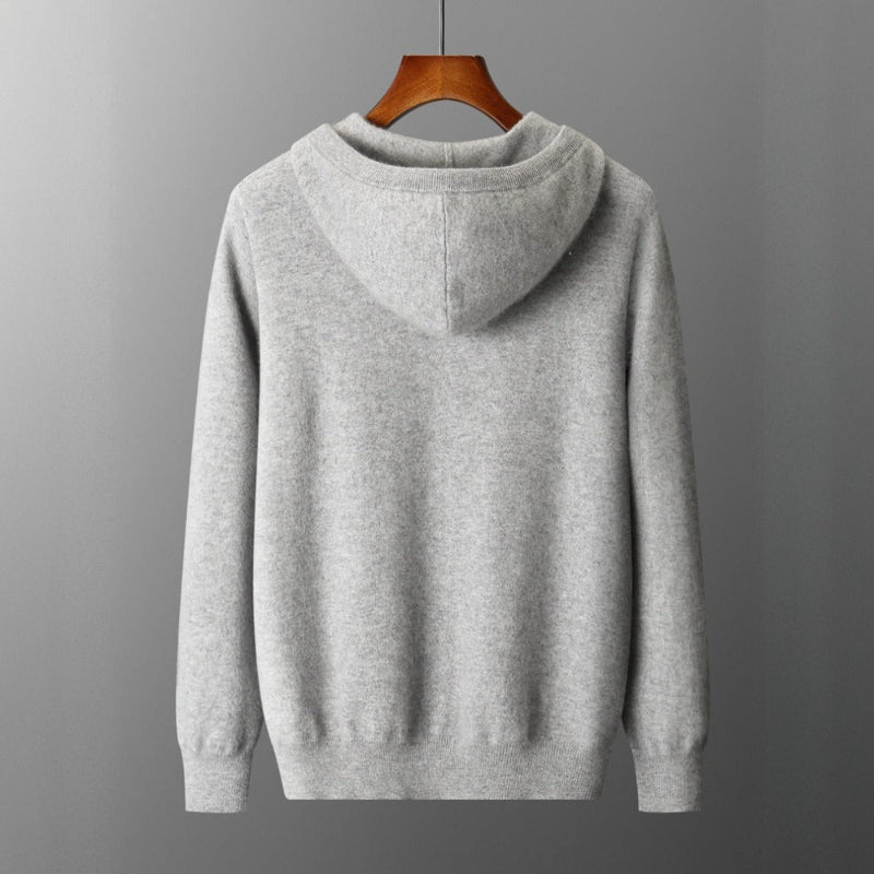 MERINO FLEECE HOODED CARDIGAN (Light Gray XS) - | Zavonix