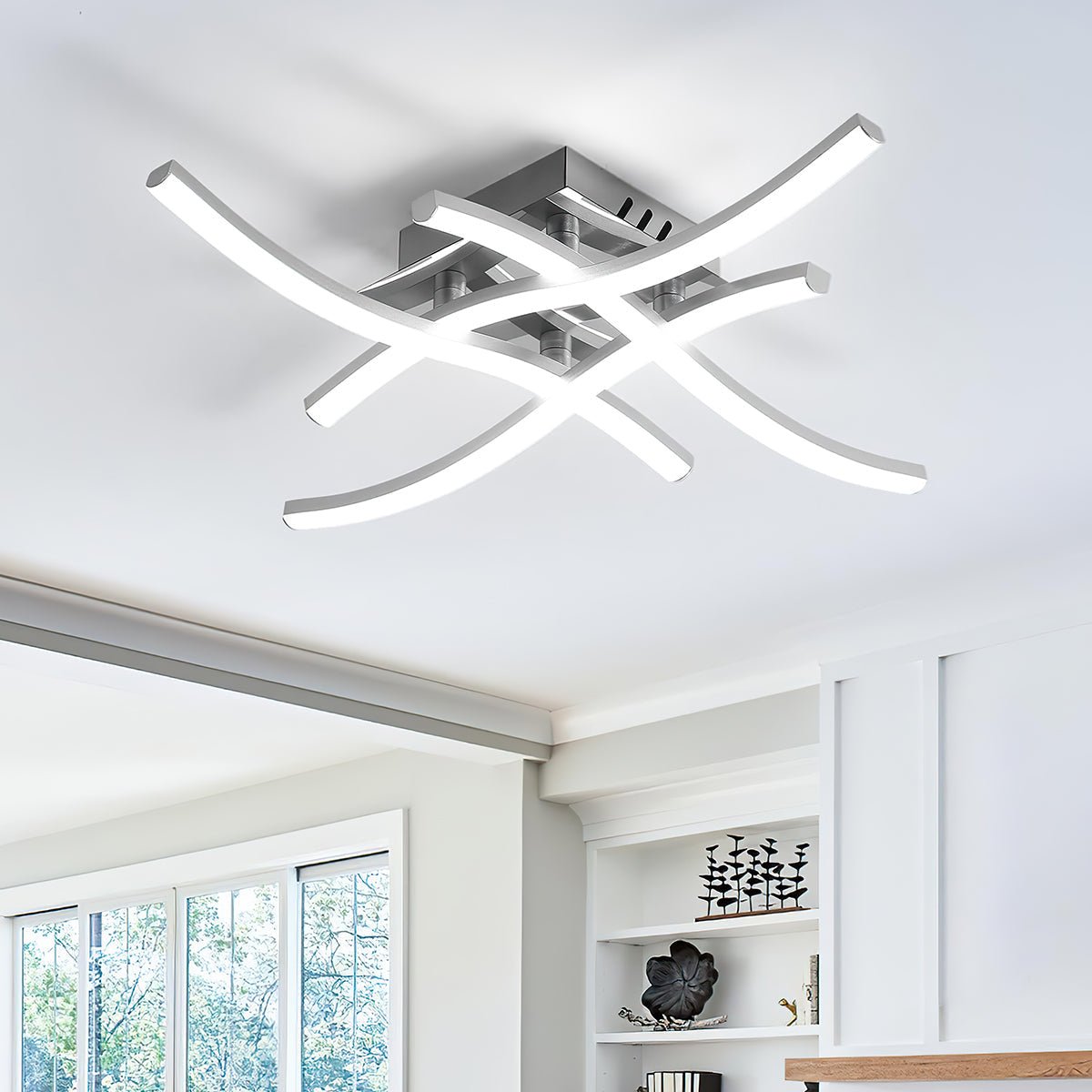 Photo inspiration: Energy Efficient Apartment Lighting Fixtures Reference: Modern Led Ceiling Light Fixture With Curved Aluminum Design