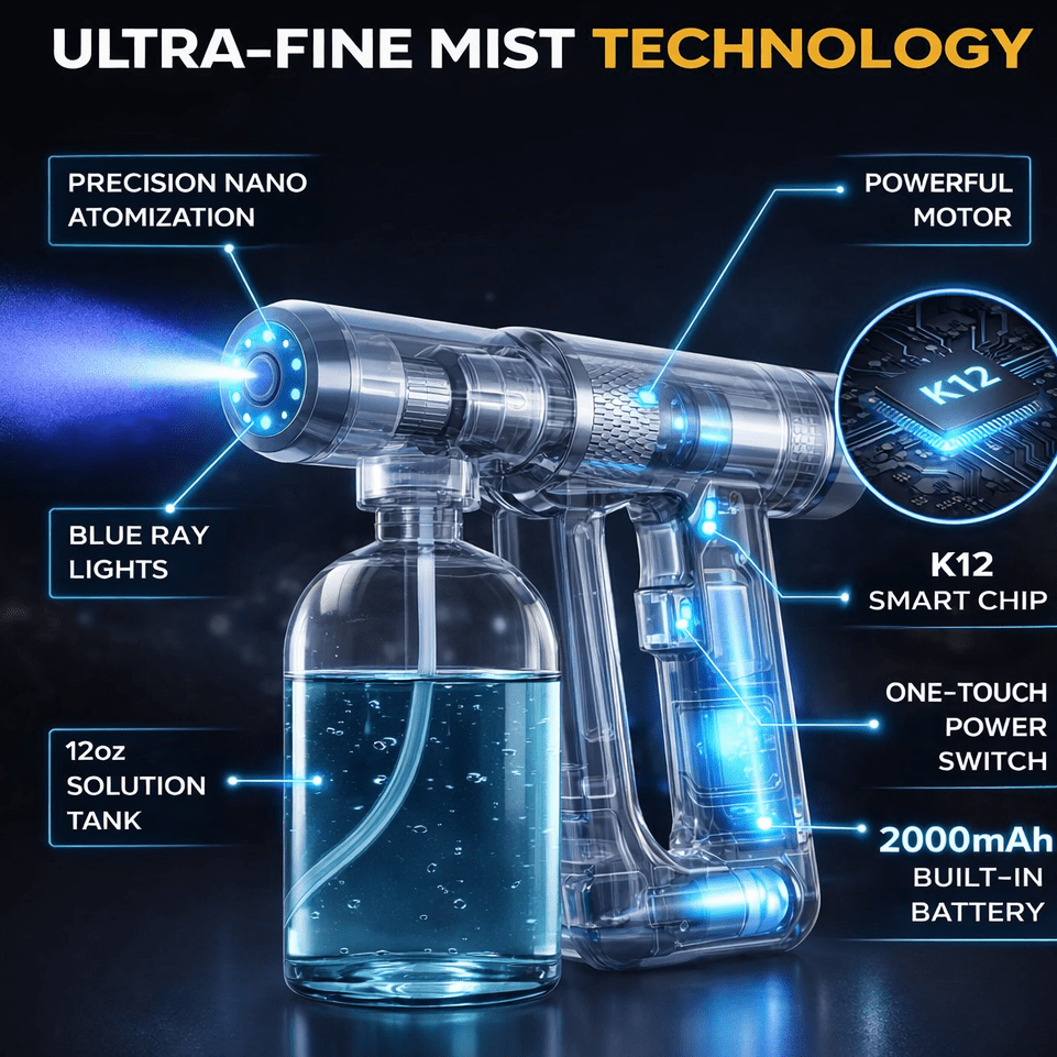 Nano Mist Spray Gun | Rechargeable 300ML for Efficient Cleaning 6