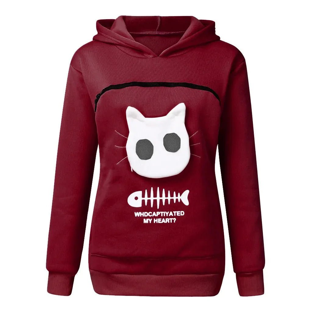 Nivara — Fleece-Kapuzenpullover mit Kängurutasche für kleine Katzen