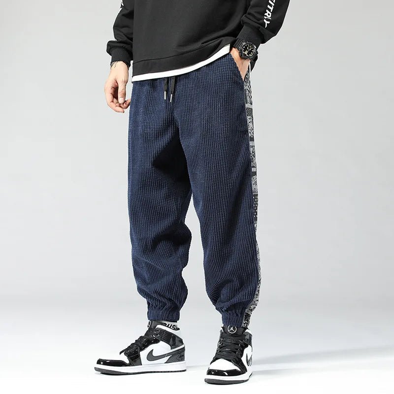 Paisley Bandana Corduroy Sweatpants (Dark Blue XS) - | Zavonix