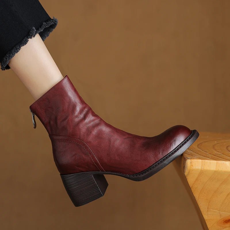"Premium Leather" Ankle Boots (Burgundy 4) - | Zavonix