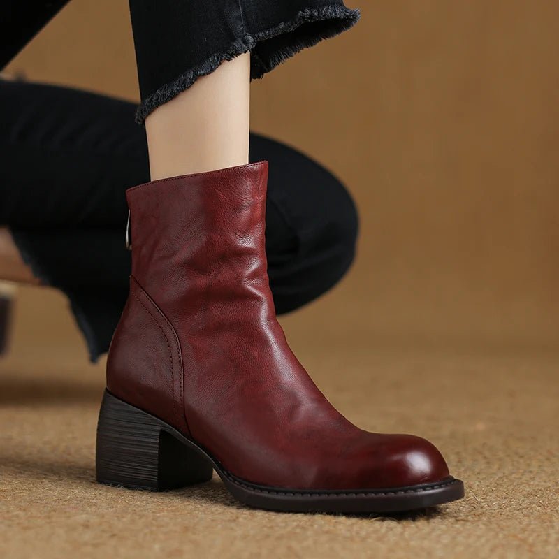 "Premium Leather" Ankle Boots (Burgundy 4) - | Zavonix