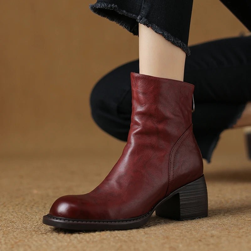 "Premium Leather" Ankle Boots (Burgundy 4) - | Zavonix