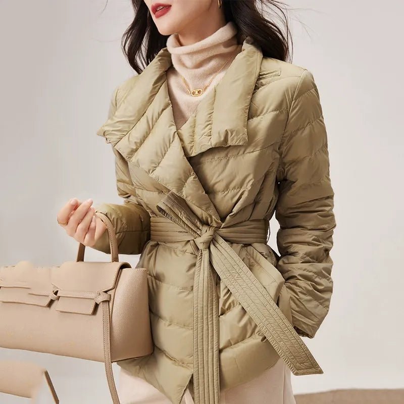 Quilted Power Coat™ — Own the Cold with Fierce Warmth and Unstoppable Style (Sandstone Beige XS) - | Zavonix
