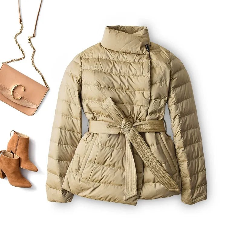 Quilted Power Coat™ — Own the Cold with Fierce Warmth and Unstoppable Style (Sandstone Beige XS) - | Zavonix