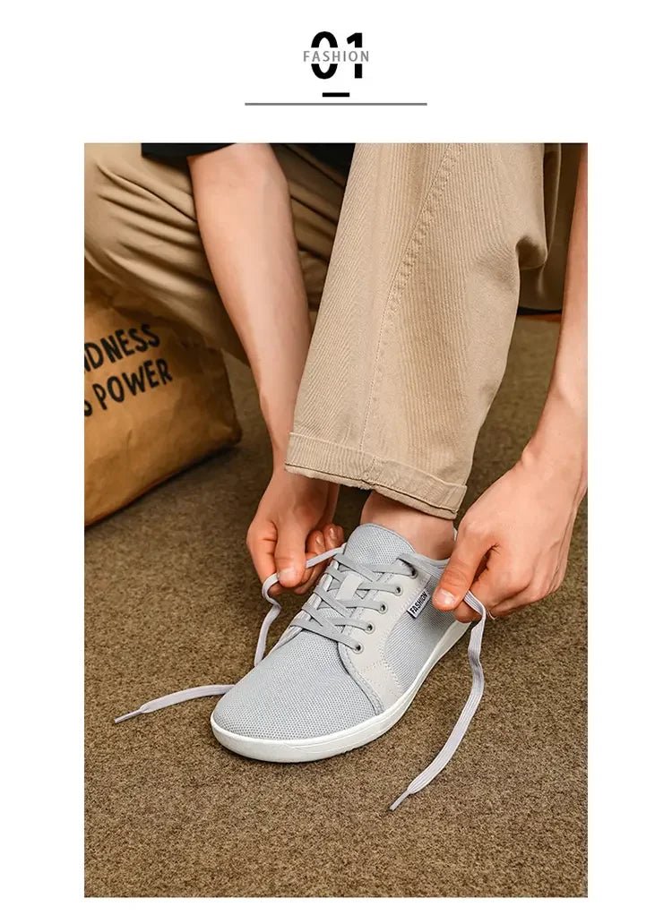 Air Mesh Walking Shoes — Breathable Extra Wide Comfort with Lace - Up Support (GRAY 40) - | Zavonix