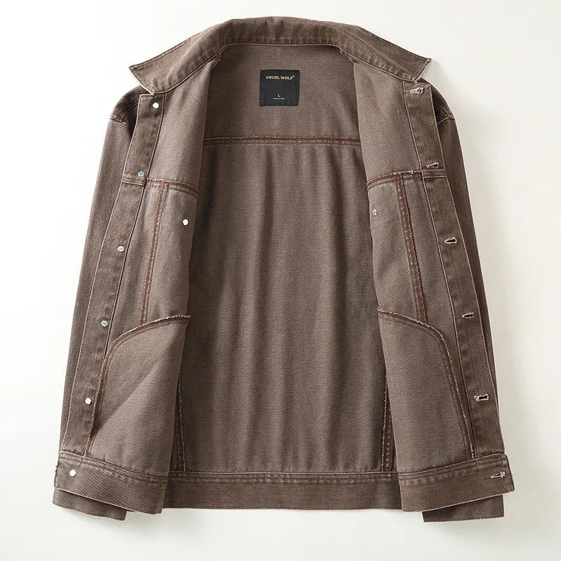 Remsen — Tailored Denim Jacket with Modern Fit and Durable Stitching (Brown S) - | Zavonix