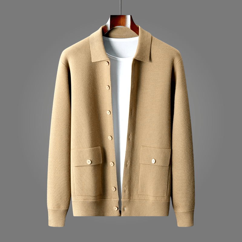 Renly — Premium Cashmere Cardigan Sweater with Cozy Warmth (Dark Gray S) - | Zavonix