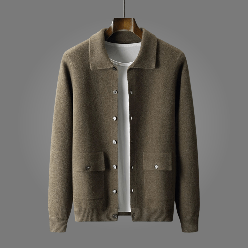 Renly — Premium Cashmere Cardigan Sweater with Cozy Warmth (Olive green S) - | Zavonix