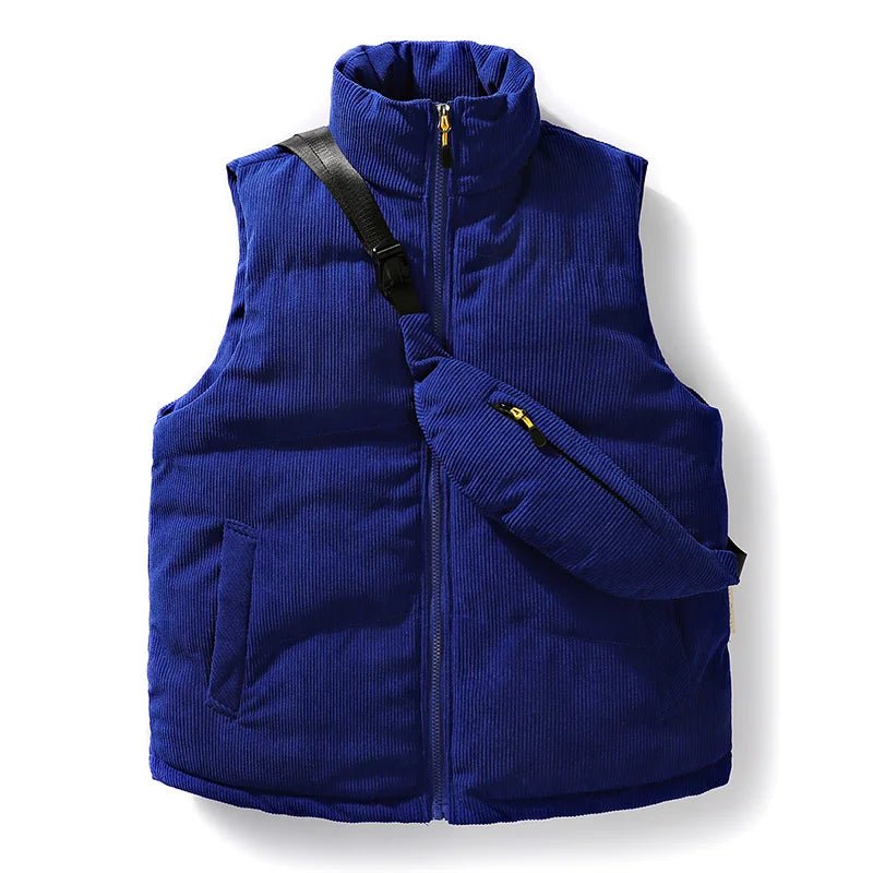 Ramonco Corduroy Vest Set — Premium Warm Vest with Matching Crossbody Bag (Blue S) - | Zavonix